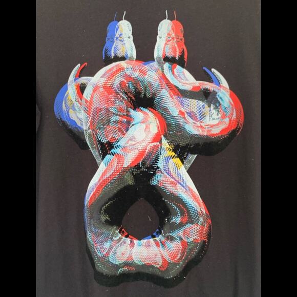 MENS WILLIAM RAST DUAL SNAKES FELT INK GRAPHIC SHIRT SIZE MEDIUM NICE - Picture 2 of 3